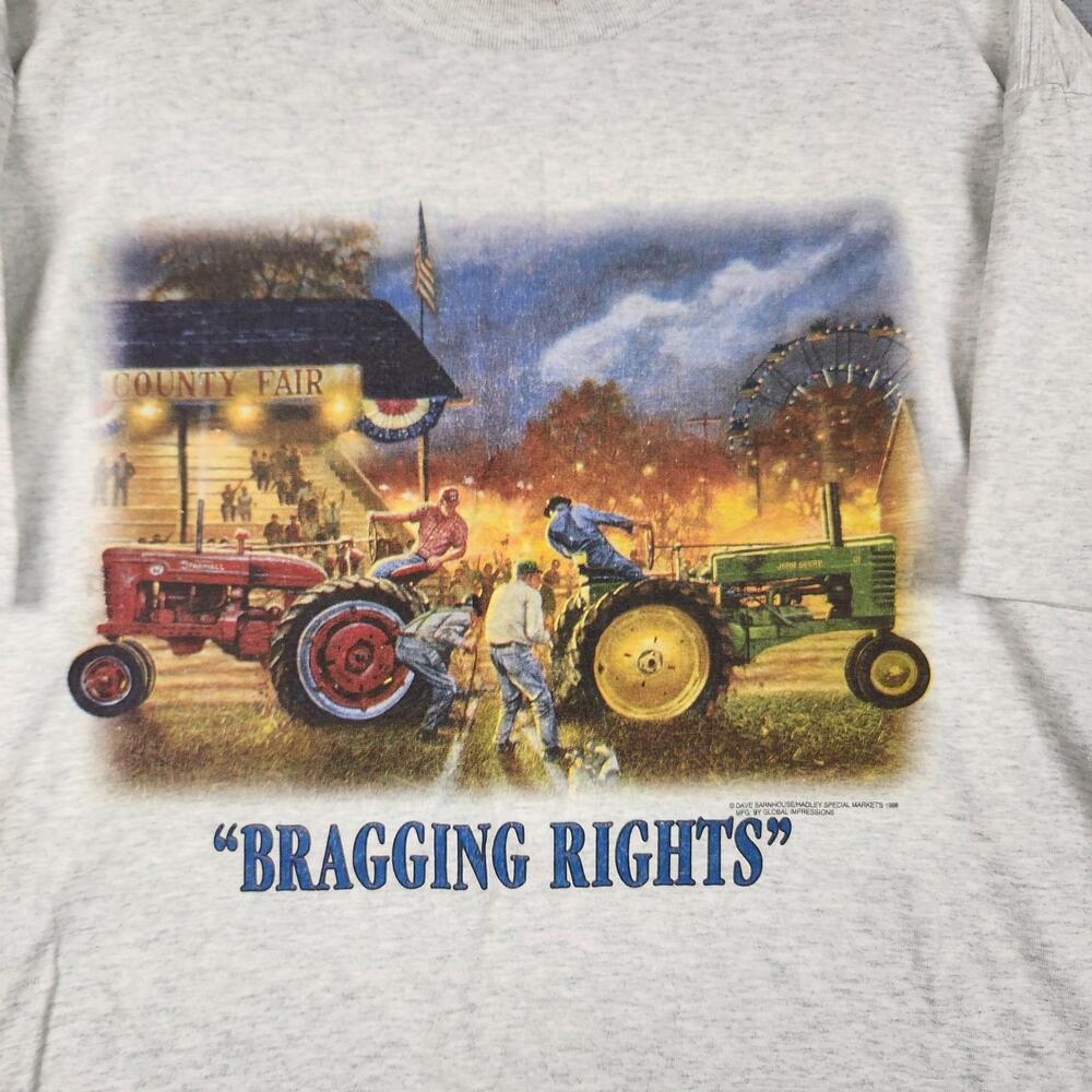 Vintage Bragging Rights Shirt Mens XL Tractor County Fair Country Farmer 90s